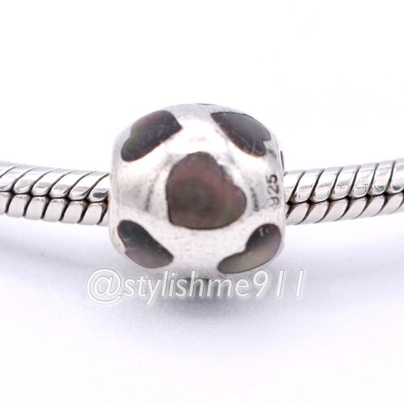 Authentic PANDORA Love Me Black Mother of Pearl Charm - 790398MPB - Picture 3 of 8